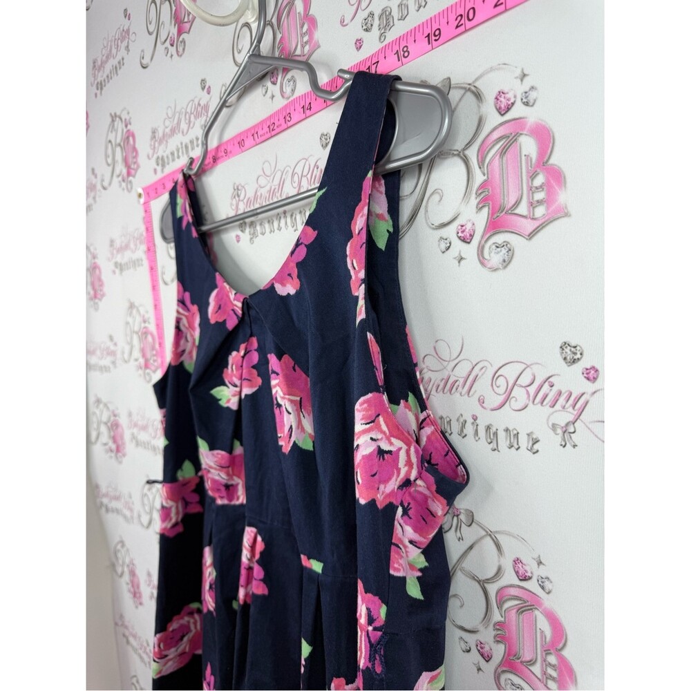 Motherhood Maternity dress Navy Floral Midi Dress with Pink Roses - Picture 5 of 12